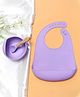 Kids Station 3 Piece BPA-Free Silicone Baby Feeding Set - Baby Bib - Spoon and Bowl - Make Mealtime Fun and Easy for Your Little One - Baby Self Feeding Habit - Purple