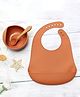 Kids Station Easy to Carry Silicone Baby Feeding Set - Bowl - Spoon - Make Mealtime Fun and Easy - Tableware Meal Utensils for Kids with Suction - Baby Feeding Product Set of 3 - Orange