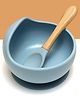 Kids Station 2 Piece Easy to Carry Silicone Baby Feeding Set - Bowl - Spoon - Make Mealtime Fun and Easy - Tableware Meal Utensils for Kids with Suction - Baby Feeding Product (Blue)