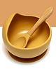 Kids Station 2 Piece BPA-Free Silicone Baby Feeding Set - Bowl - Spoon - Happy Mealtime - Tableware Meal Utensils for Kids with Suction - Baby Feeding Product - Yellow
