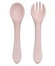 Kids Station 2 Piece BPA-Free Silicone Baby Feeding Set -Fork - Spoon - Make Mealtime Fun and Easy for Your Little One - Tableware Meal Utensils for Kids with Suction - Baby Feeding Product - Pink