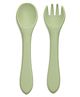 Kids Station 2 Piece Portable Silicone Baby Feeding Set -Fork - Spoon - Make Mealtime Fun and Easy for Your Little One - Portable and Diaper Bag Friendly - Mealtime Essentials - Green