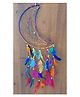 JAAMSO ROYALS Multi Moon Natural Feathers with White Pearls Handmade Dream Catcher (8 cm x 28 cm)