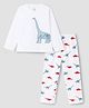 Funkrafts Cotton Full Sleeves Dinosaurs Printed Tee & Pajama Set - White