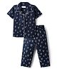 Babyhug Cotton Woven Half Sleeves Co-Ord Night Suit With Air Balloon Print - Navy Blue