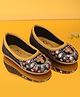 SHOES FOR JUNIORS Floral Embroidered & Sequins Embellished Ballerinas - Mustard