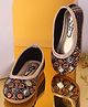 SHOES FOR JUNIORS Floral Embroidered & Sequins Embellished Ballerinas - Gold