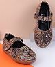 SHOES FOR JUNIORS Abstract Designed Mary Jane Ballerinas With Velcro Closure - Beige