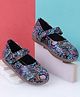 SHOES FOR JUNIORS Abstract Designed Mary Jane Ballerinas With Velcro Closure - Blue