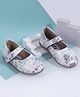 SHOES FOR JUNIORS Abstract Designed Mary Jane Ballerinas With Velcro Closure - Grey