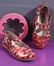 SHOES FOR JUNIORS Snake Scale Designed Mary Jane Ballerinas With Velcro Closure - Red