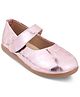 SHOES FOR JUNIORS Snake Scale Designed Mary Jane Ballerinas With Velcro Closure - Pink