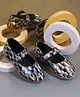 SHOES FOR JUNIORS Snake Scale Designed Mary Jane Ballerinas With Velcro Closure - Black