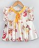 Hugsntugs Cotton Frill Sleeves Floral Printed Top - White