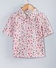 Hugsntugs Woven Cotton Half Sleeves Floral Printed Shirt Style Top - Light Pink