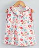 Hugsntugs Woven Cotton Sleeveless Floral Printed Lace Detailed Top - White