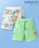 Babyoye Disney 100% Cotton Knee Length Shorts With Lion King Graphics & Pocket Detailing Pack Of 2 - Light Green & White.