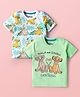 Babyoye Disney Single Jersey Knit Half Sleeves T-Shirts with Lion King Graphics Pack of 2 - Light Green & White