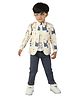 DOTSON Rfd Cotton Tee & Pant With Full Sleeves Abstract Printed Textured Jacket Set - Cream