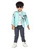 DOTSON Rfd Cotton Tee & Pant With Full Sleeves Waves Printed Jacket Set - Mint