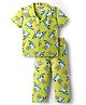 Babyhug Cotton Woven Half Sleeves Co-ords Night Suit With Shark Print - Lime Green