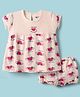 Bodycare Cotton Knit Half Sleeves Frock With Watermelon Print - Peach