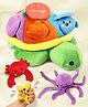 Bonfino Turtle Stuffed Animals Baby Activity Soft Toys 6 PCS | Crinkle and Rattle Sound Green - Height 17 cm