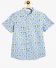 Campana 100% Cotton Woven Half Sleeves Busy Cars Printed Shirt With Mandarin Collar - Light Blue