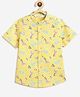Campana 100% Cotton Half Sleeves Baby Animals Printed Shirt - Yellow