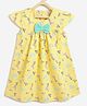 Campana 100% Cotton Cap Sleeves Animals Printed & Bow Applique Detailed Dress - Yellow