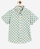 Campana 100% Cotton Woven Half Sleeves Floral Printed Shirt - White & Blue