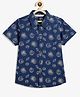 Campana 100% Cotton Woven Half Sleeves Seashells Printed Shirt - Navy Blue