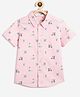 Campana 100% Cotton Woven Half Sleeves Mini Golf Printed Shirt - Light Pink