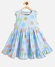Campana 100% Cotton Sleeveless Floral Printed Dress - Light Blue