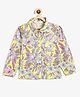 Campana Rayon Woven Full Sleeves Tropical Floral Printed Shirt Style Top - Yellow & Pink