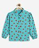 Campana Rayon Woven Full Sleeves Polka Dots Printed Shirt Style Top - Teal & Orange