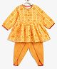 Campana 100% Cotton Woven Marigold Printed Kurti With Dhoti Pants Set - Yellow