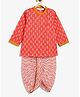 Campana 100% Cotton Woven Paisley & Chevron Printed Dhoti Kurta Set - Red