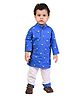 Mama & Peaches Cotton Full Sleeves Floral Motifs Printed Kurta Pyjama Set - Multi Colour