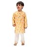 Mama & Peaches Cotton Full Sleeves Sun Printed Coordinating Kurta Pyjama Set - Orange