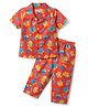 Babyhug Cotton Woven Half Sleeves Alphabet Printed Co-ords Night Suit  - Red