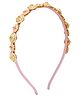Aye Candy Floral Designed Kundan Stones Embellished Mathapatti Hair Band - Teal,Pink