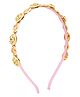 Aye Candy Beads Embellished Mathapatti Kundan Hair Band - Pink & Teal