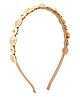 Aye Candy Beads & Lotus Embellished Mathapatti Kundan Hair Band - Peach & White