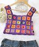 Woonie Cotton Sleeveless Floral Crochet Designed Crop Top - Multi Colour