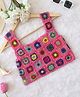 Woonie Cotton Sleeveless Floral & Colour Blocked Crochet Designed Crop Top - Pink