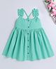 The Magic Wand Cotton Sleeveless Bow Applique Detailed Dress - Green