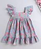 The Magic Wand Cotton Frill Sleeves Floral Printed Dress - Blue