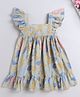 The Magic Wand Cotton Frill Sleeves Floral Printed Dress - Green
