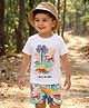 Babyhug Single Jersey Knit Half Sleeves T-Shirt & Shorts Set with Jungle Theme Print - White